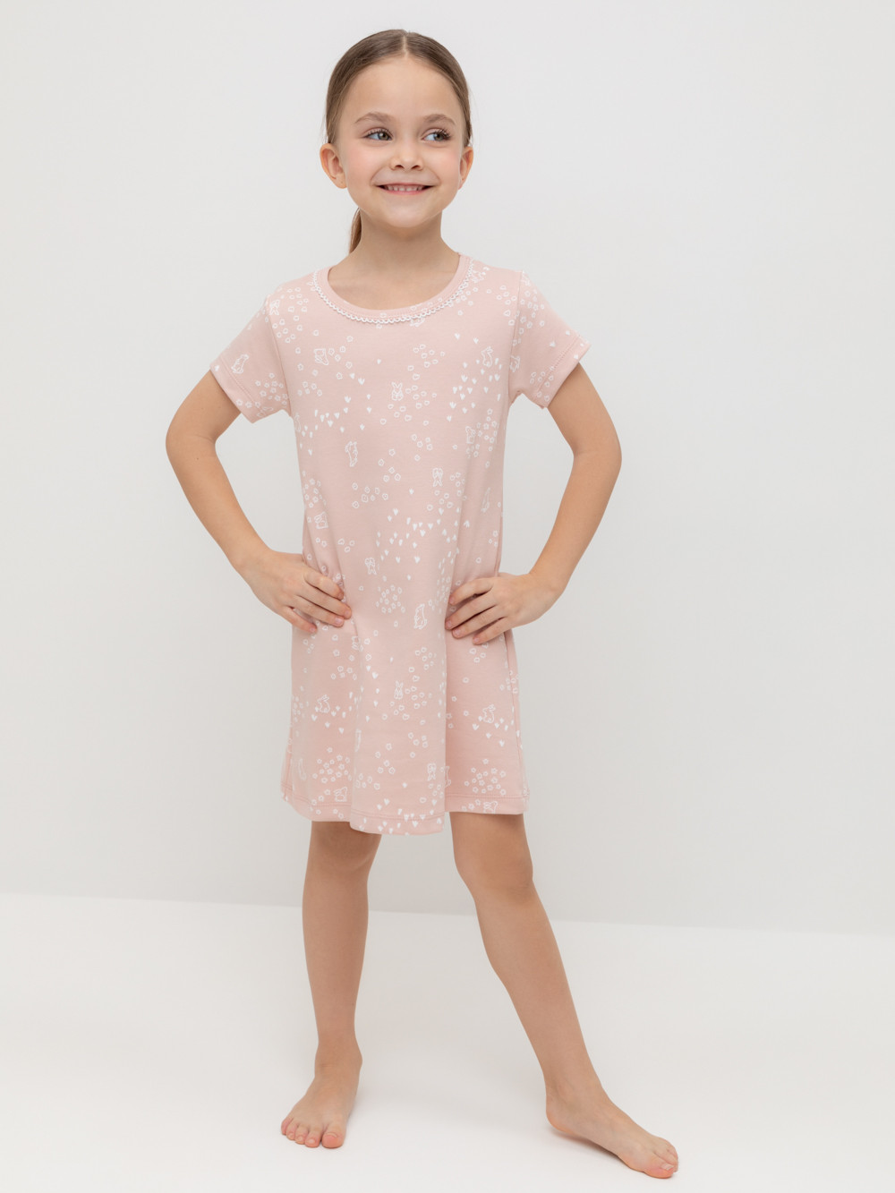 Ночная сорочка для девочки, артикул: К 1156, цвет: розовый