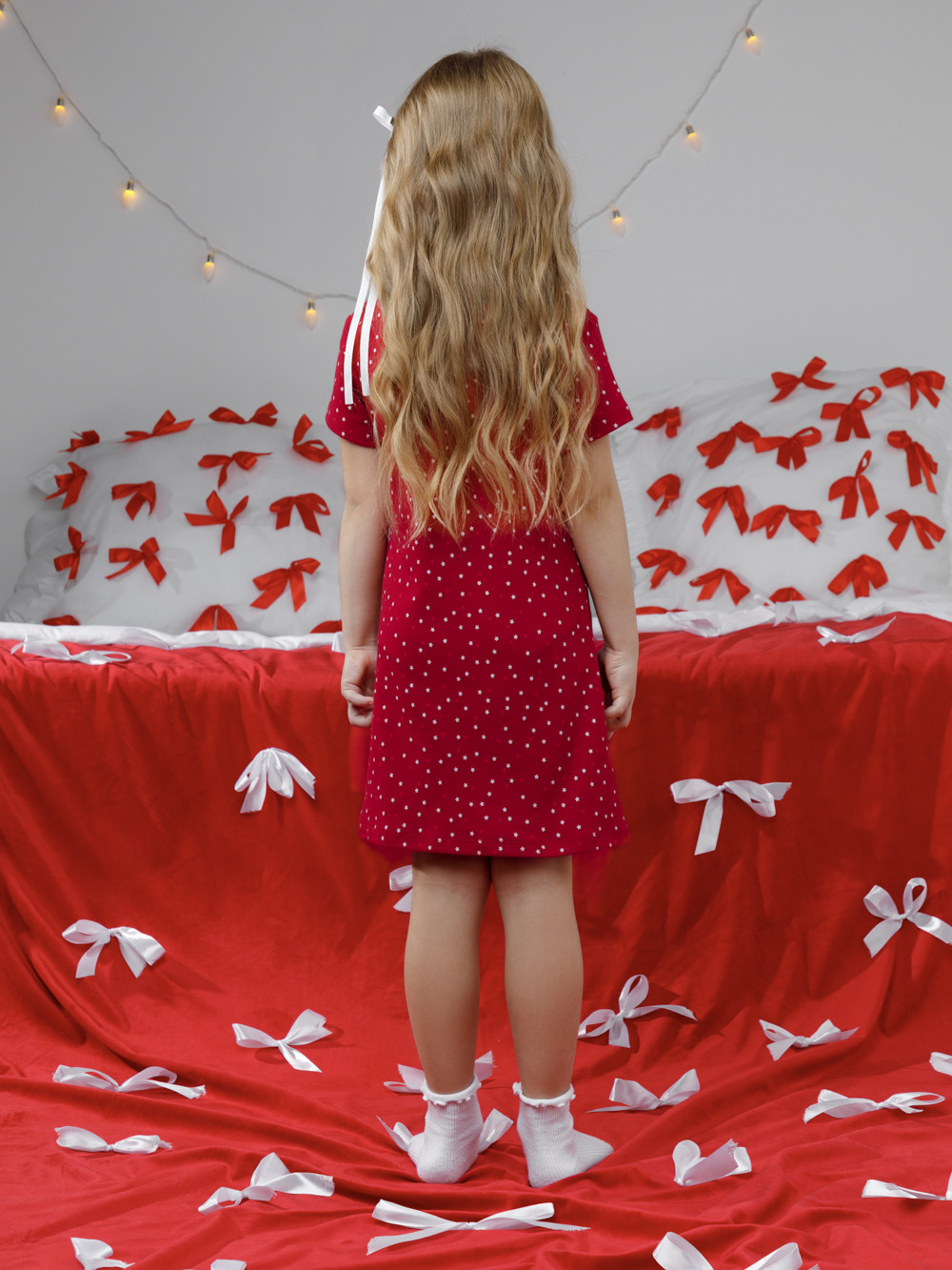 Ночная сорочка для девочки, артикул: К 1155, цвет: красный, фото 5