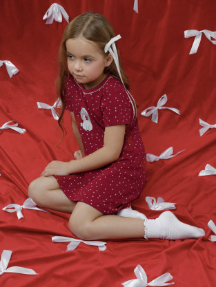 Ночная сорочка для девочки, артикул: К 1155, цвет: красный